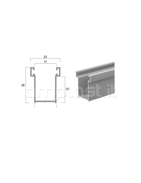 Coppia invito in plastica per guida in alluminio mm 28 x 17 per tapparelle