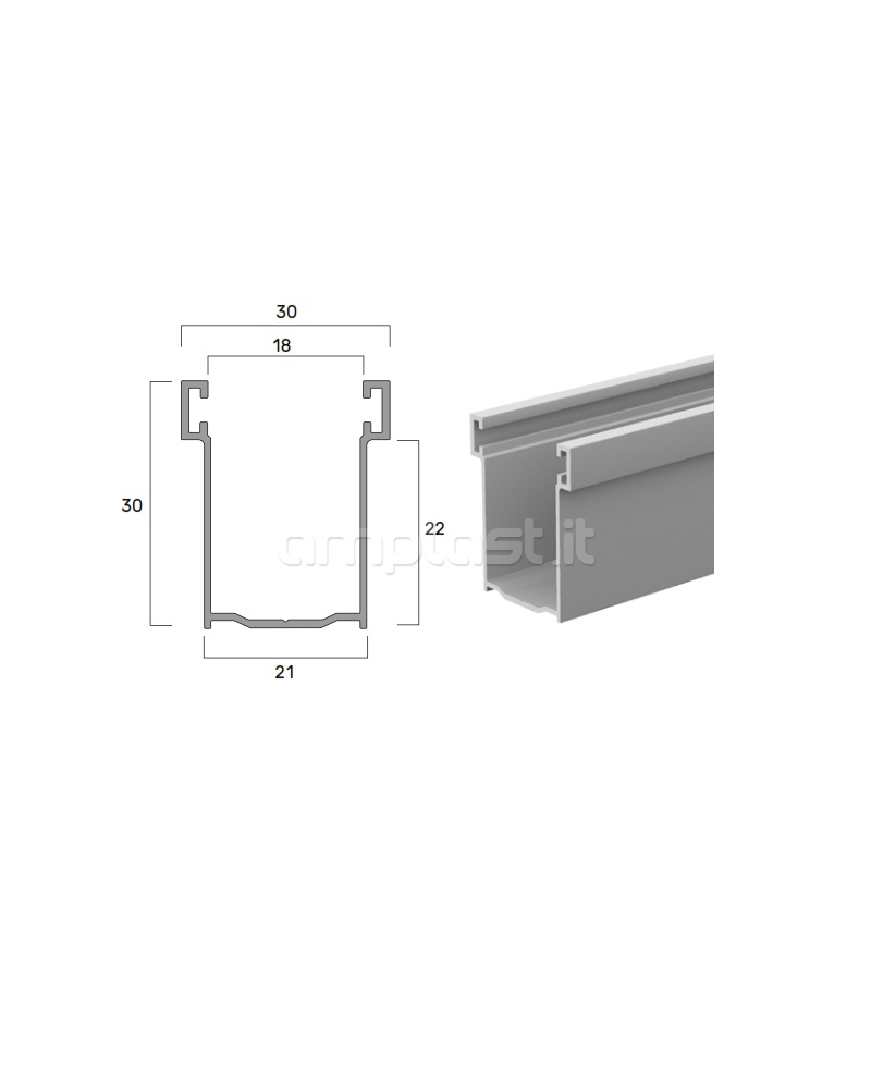 Coppia invito in plastica per guida in alluminio mm 30 x 21 per tapparelle