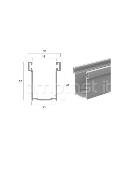 Coppia invito in plastica per guida in alluminio mm 30 x 21 per tapparelle