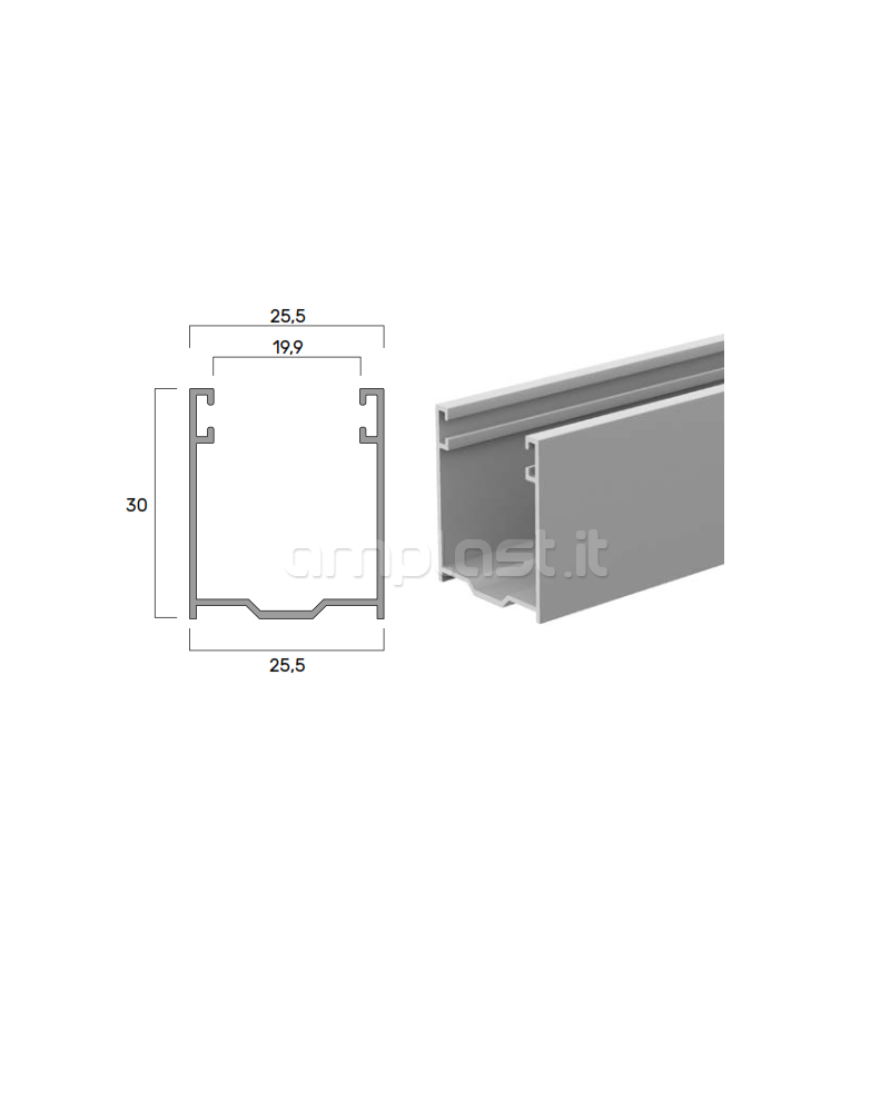 Coppia invito in plastica per guida in alluminio mm 30 x 25,5 per tapparelle