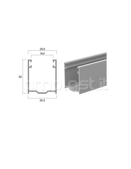 Coppia invito in plastica per guida in alluminio mm 30 x 25,5 per tapparelle