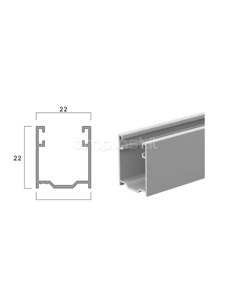 Guida in alluminio mm 22 x 22 con spazzolino per zanzariere