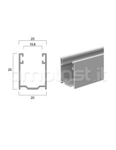 Guida in alluminio mm 25 x 20 per tapparelle 2