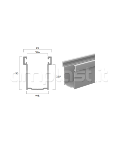 Guida in alluminio mm 30 x 19,5 per tapparelle 2