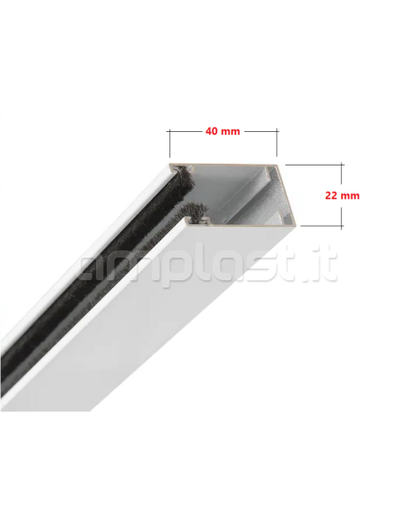 Guida in alluminio mm 40 x 22 con spazzolino per zanzariere