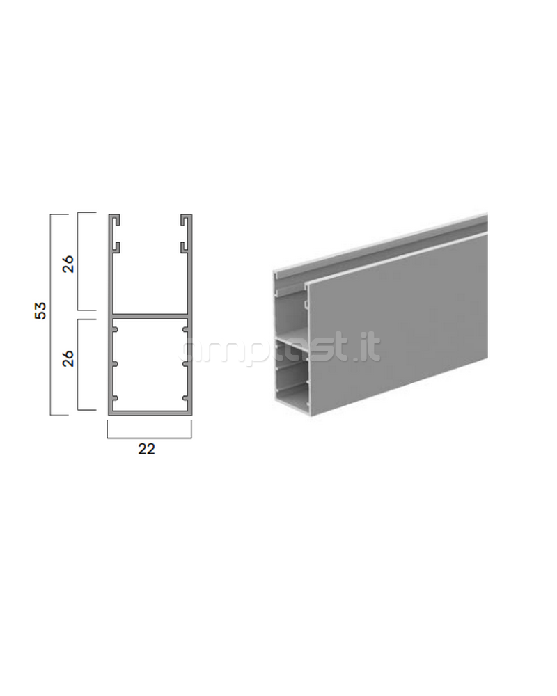 Guida in alluminio mm 53 x 22 per tapparelle