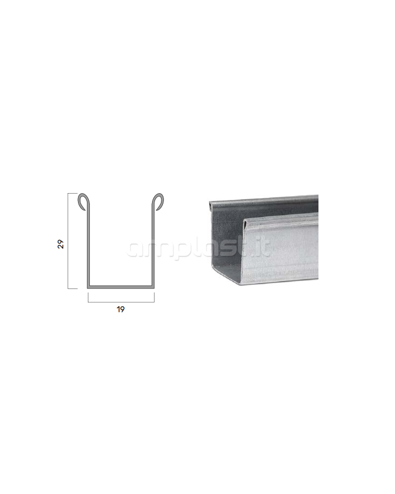 Guida in ferro zincato mm 19 x 29 per tapparelle : Coppia