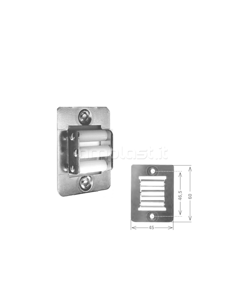 Guidacinghia verticale con 3 rullini in nylon