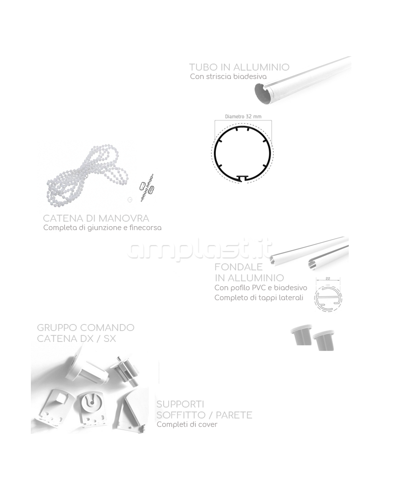 Kit completo per tenda a rullo Fast a catena - Tubo diametro 32