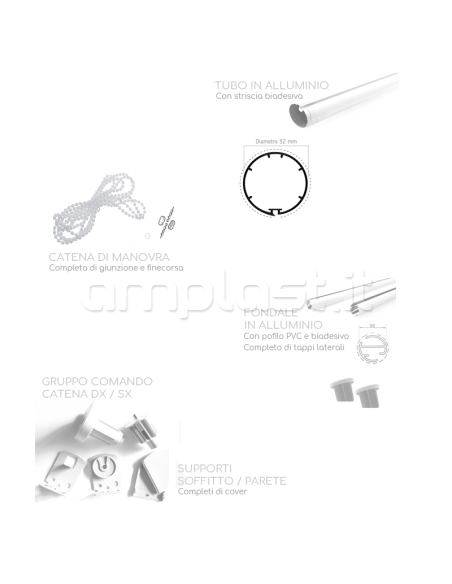 Kit completo per tenda a rullo Fast a catena - Tubo diametro 32