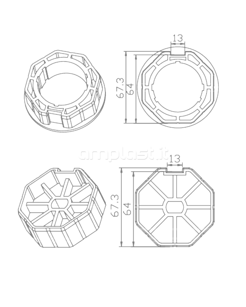 Adattatore Came per rullo ottagonale diametro 70 per tapparelle