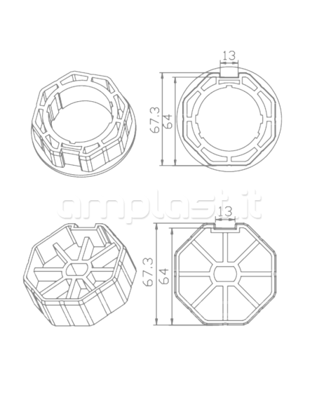 Adattatore Came per rullo ottagonale diametro 70 per tapparelle