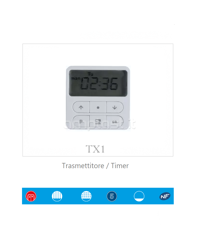 Trasmettitore - Timer Came modello Vivaldi TX1 wireless per motori tapparelle