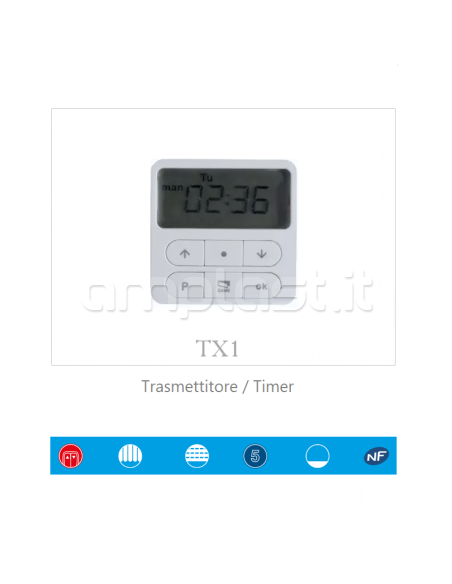 Trasmettitore - Timer Came modello Vivaldi TX1 wireless per motori tapparelle