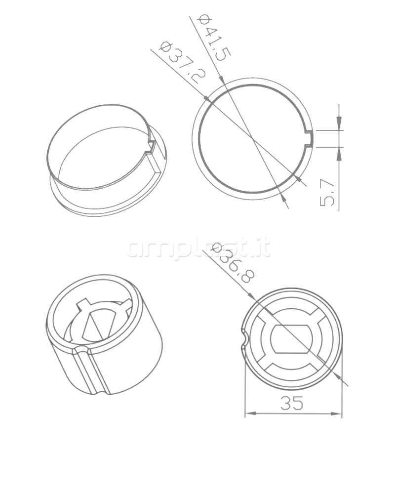 Adattatore Came per tubo tondo liscio per tende a rullo diametro 40 - In plastica