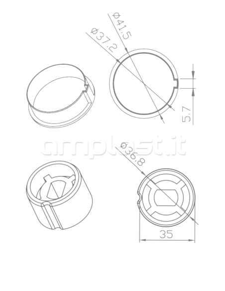 Adattatore Came per tubo tondo liscio per tende a rullo diametro 40 - In plastica