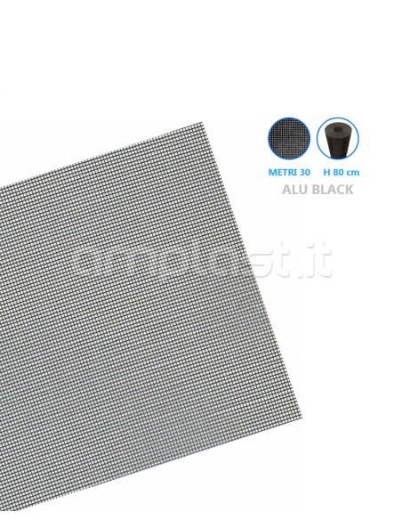Rete in alluminio colore Nero per zanzariere - Rotolo da metri 30 x 80 cm di altezza