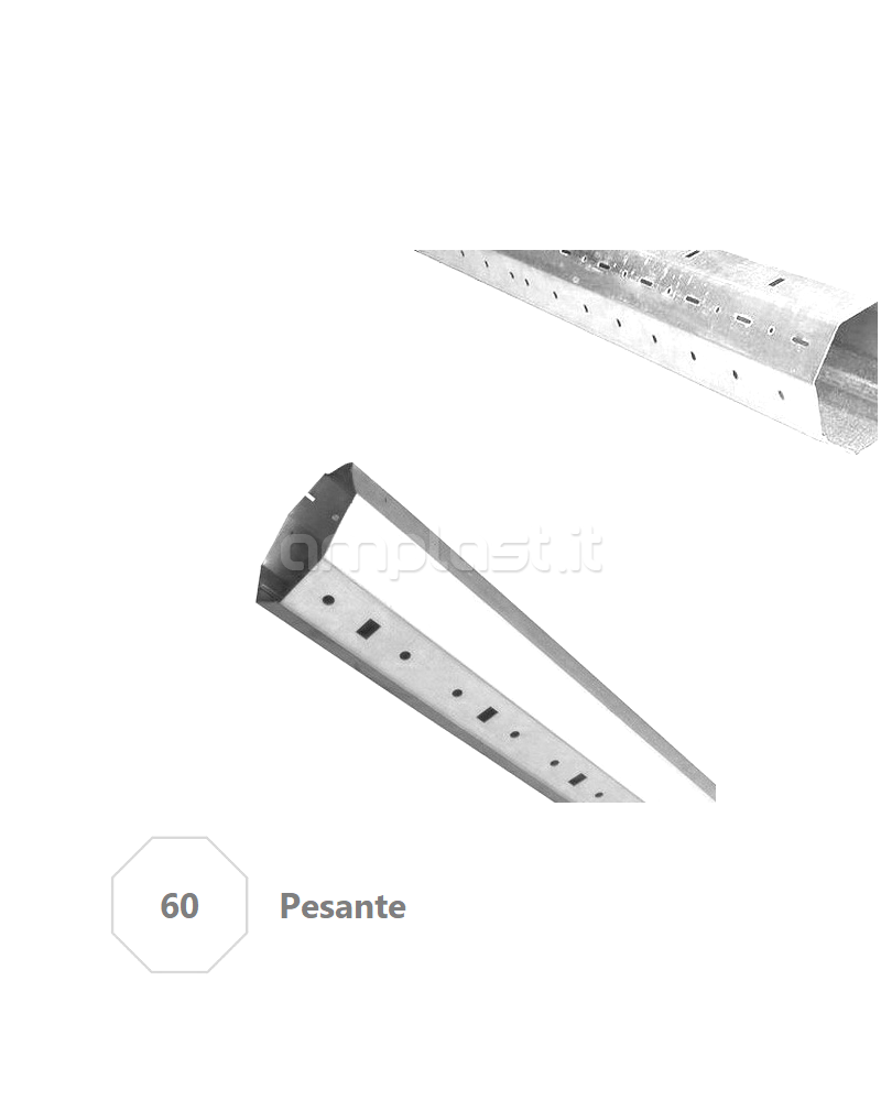 Rullo ottagonale in ferro zincato diametro 60 mm per tapparelle - Tipo Pesante