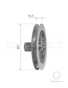 Puleggia in plastica diametro 190 con cuscinetto per rullo ottagonale diametro 40 2