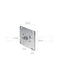 Piastra per supporto a parete cm 10 x 10 per motore con innesto quadro 10 mm 2