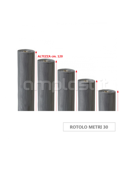 Rete in fibra di vetro per zanzariere - Rotolo da metri 30 x 120 cm di altezza