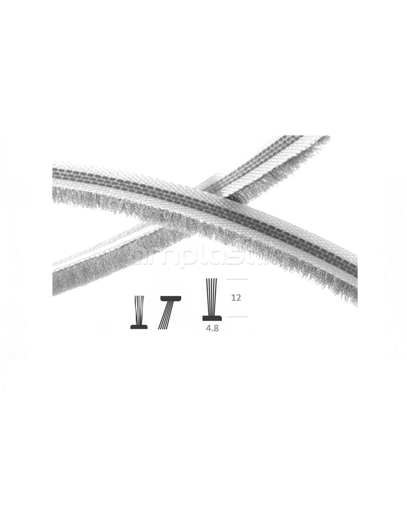 Spazzolino antivento mm 4,8 x 12 per guide zanzariera - Confezione da 6 metri