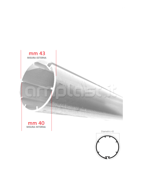 Tubo in alluminio diametro 43 per tende a rullo