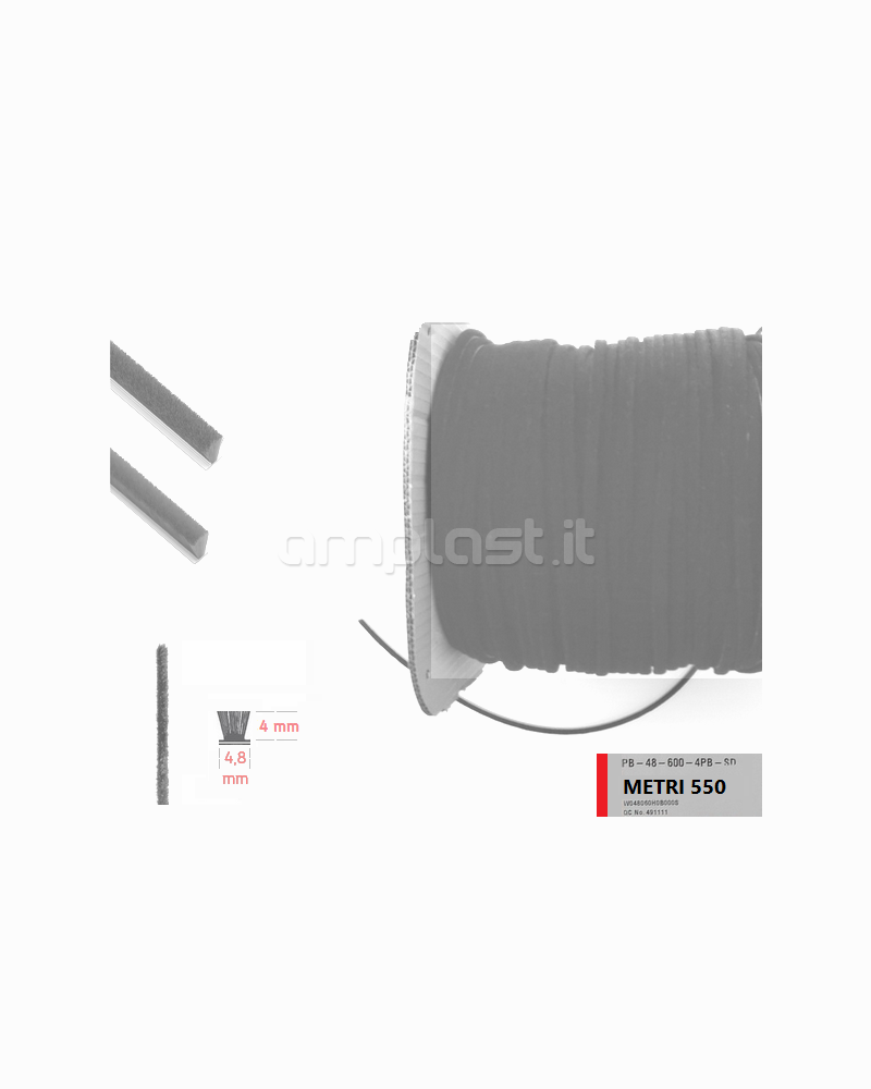 Rotolo spazzolino mm 4,8 x 4 - Metri 550 colore Grigio