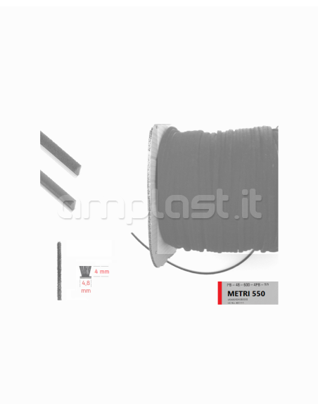 Rotolo spazzolino mm 4,8 x 4 - Metri 550 colore Grigio