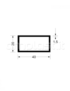 Tubolare in alluminio mm 40 x 20 2