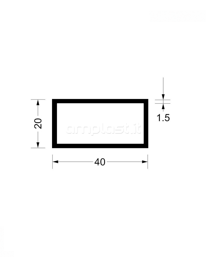 Tubolare in alluminio mm 40 x 20