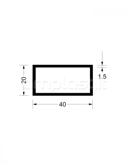 Tubolare in alluminio mm 40 x 20