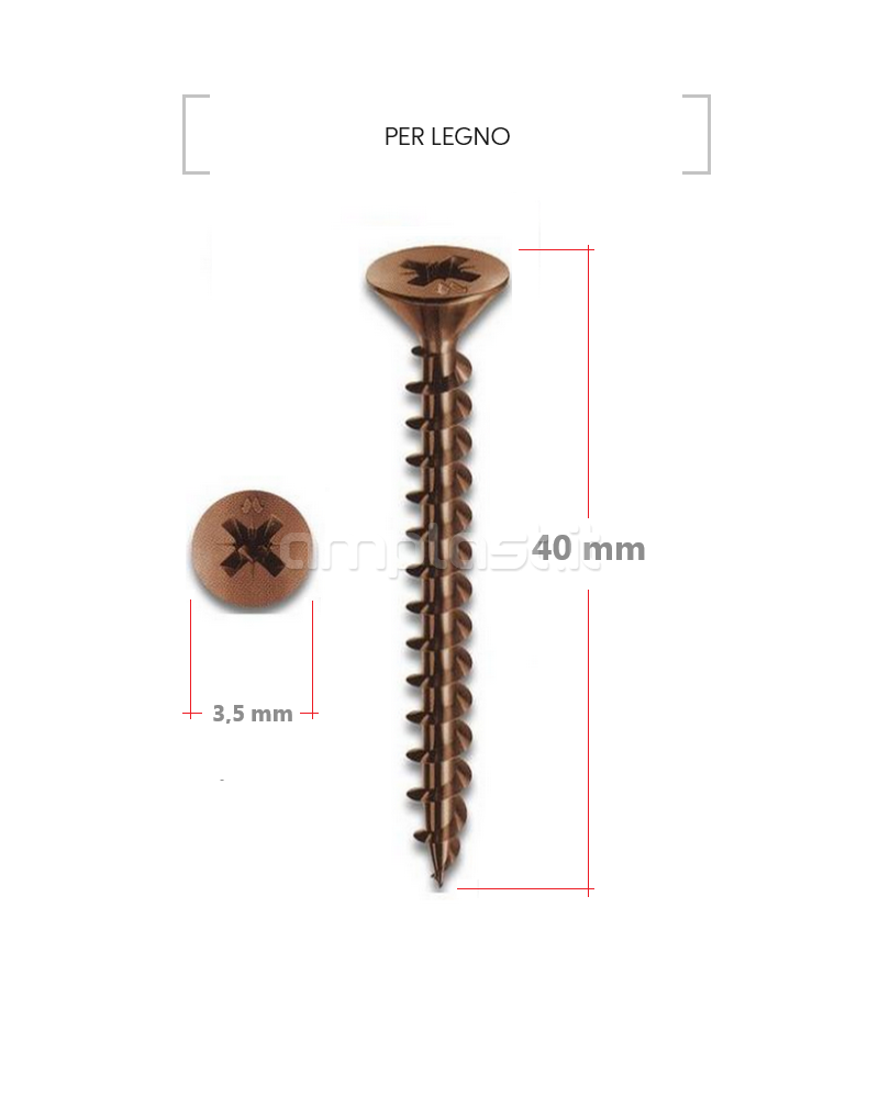 Viti di fissaggio per legno, ferro, alluminio o muratura - Confezione da 20 pezzi