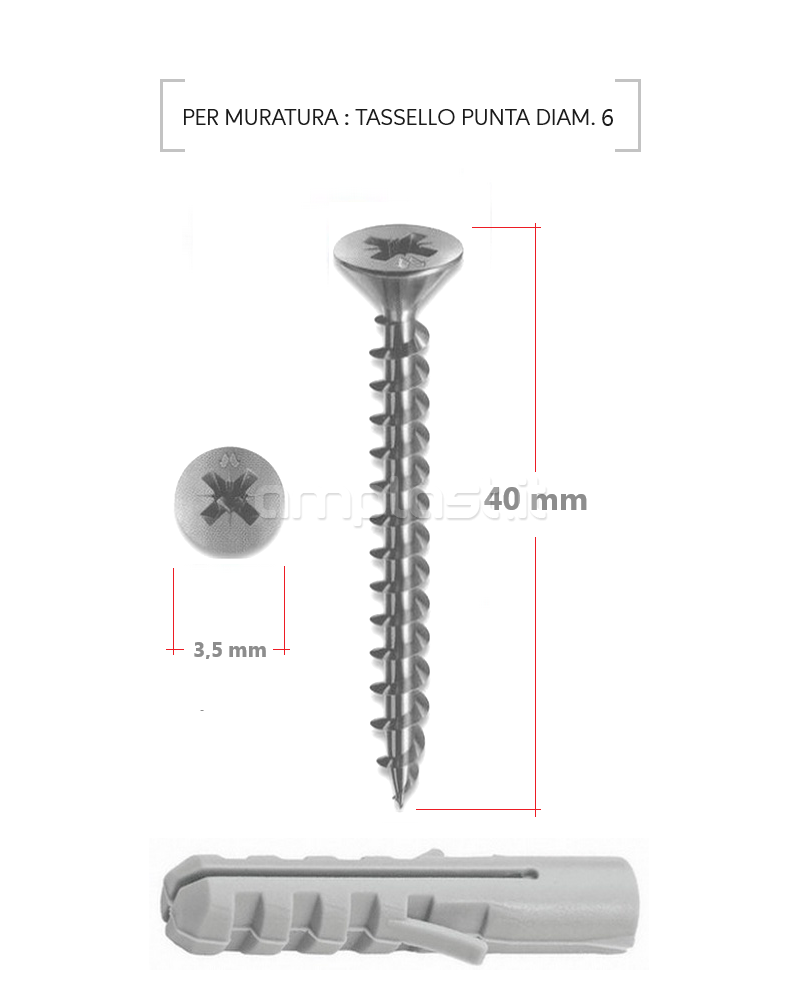 Viti di fissaggio per legno, ferro, alluminio o muratura - Confezione da 20 pezzi