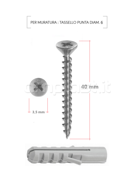 Viti di fissaggio per legno, ferro, alluminio o muratura - Confezione da 20 pezzi