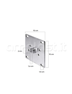 Piastra per supporto a parete cm 10 x 10 per motore con innesto quadro 16 mm 2