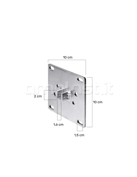 Piastra per supporto a parete cm 10 x 10 per motore con innesto quadro 16 mm
