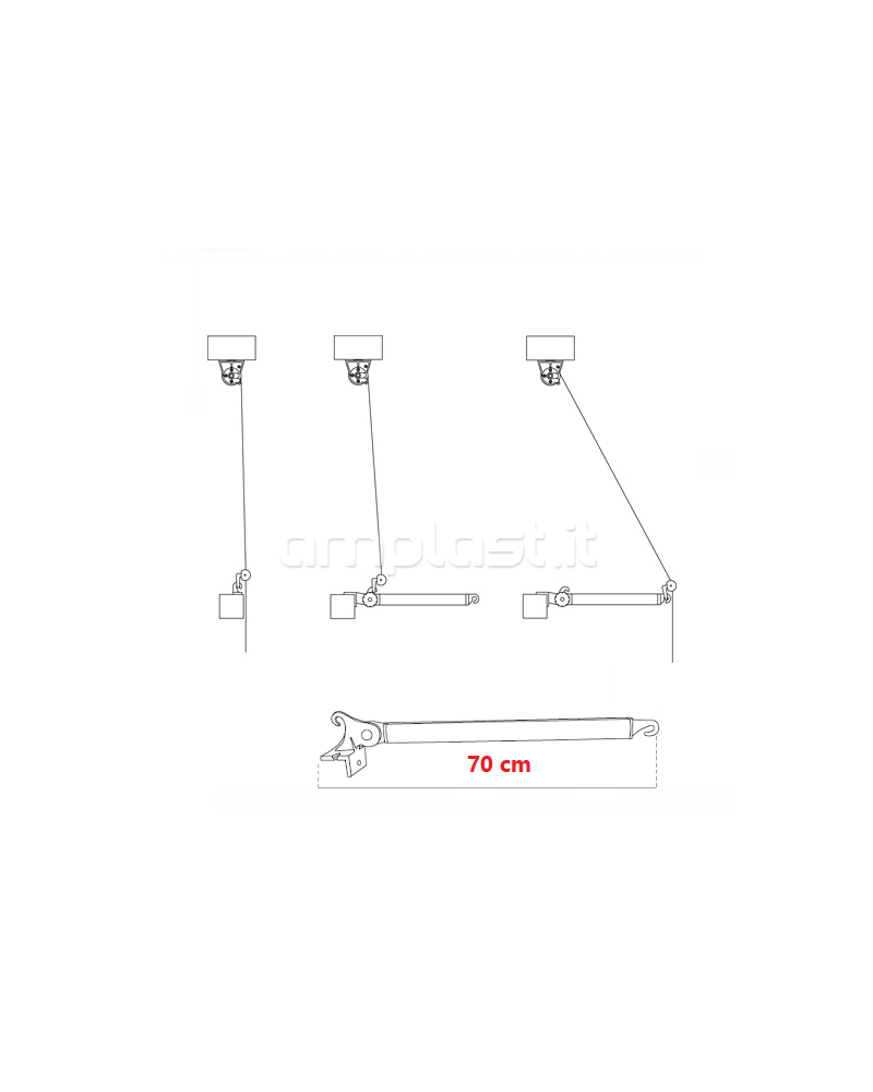 Braccetti sporgenti da 70 cm in alluminio per tende da sole