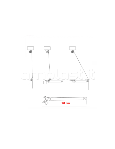 Braccetti sporgenti da 70 cm in alluminio per tende da sole