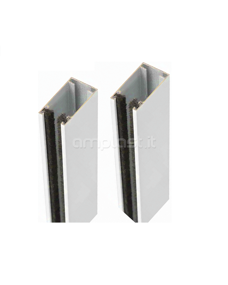 Guida in alluminio mm 40 x 22 con spazzolino per zanzariere