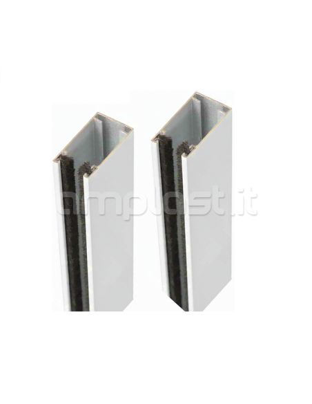 Guida in alluminio mm 40 x 22 con spazzolino per zanzariere