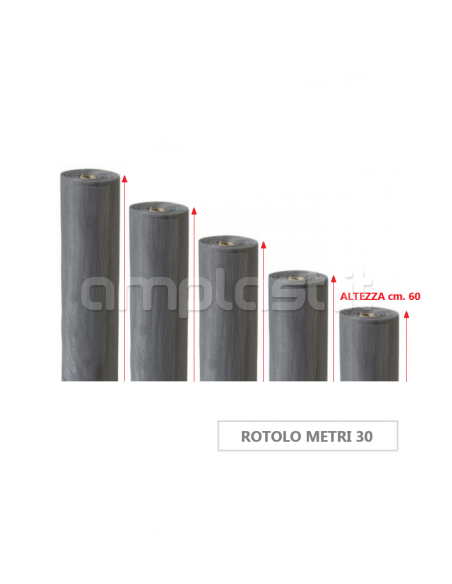 Rete in fibra di vetro per zanzariere - Rotolo da metri 30 x 60 cm di altezza