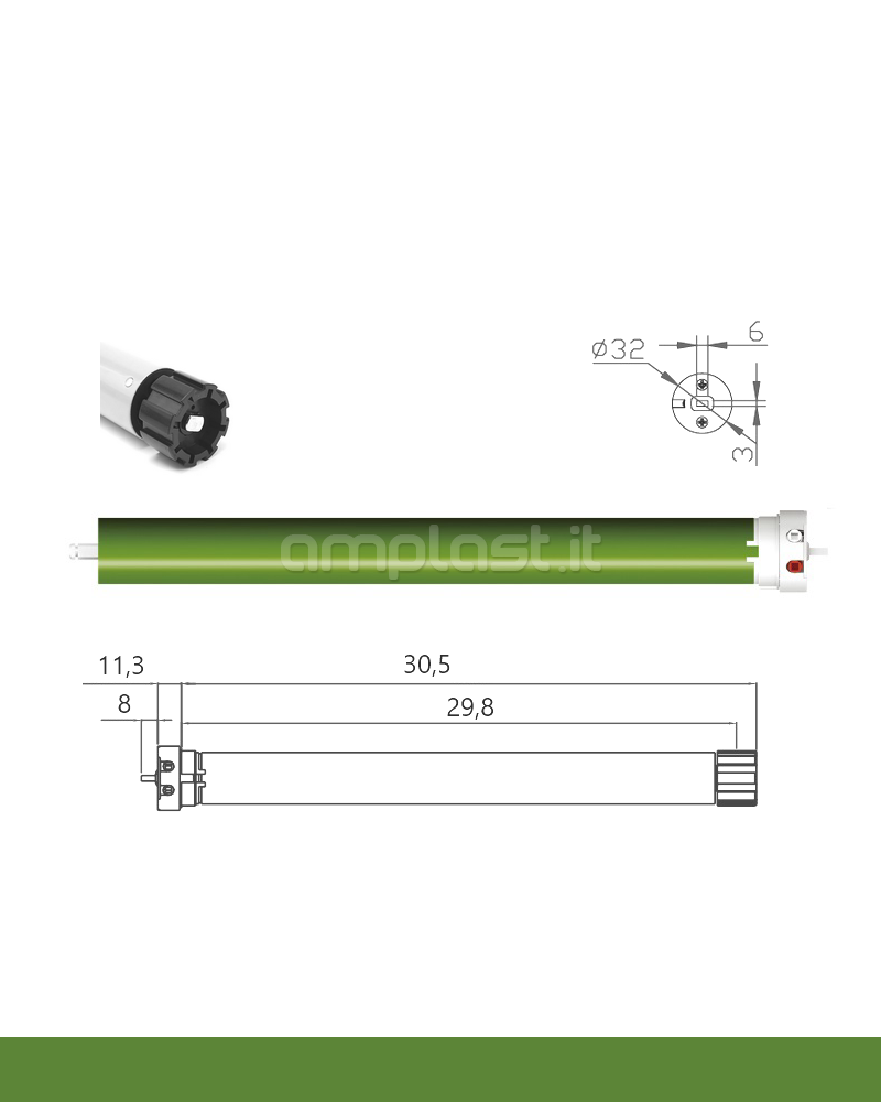 Motore per tende a rullo 24V - Serie Omaka 1.1N·m Kg. 2