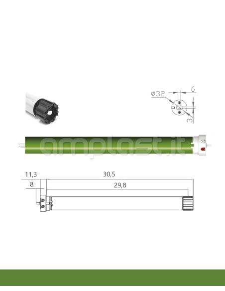 Motore per tende a rullo 24V - Serie Omaka 1.1N·m Kg. 2