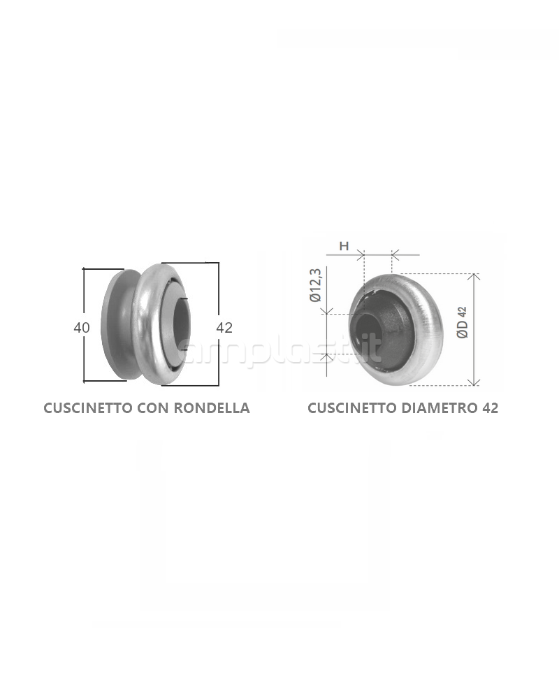 Puleggia in plastica diametro 21,5 con cuscinetto per rullo ottagonale diametro 60