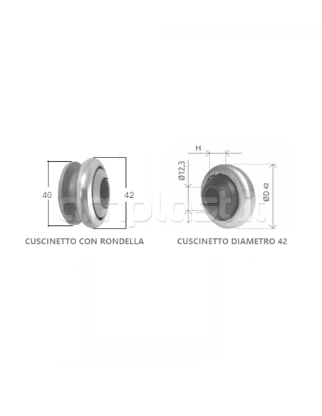 Puleggia in plastica diametro 21,5 con cuscinetto per rullo ottagonale diametro 60