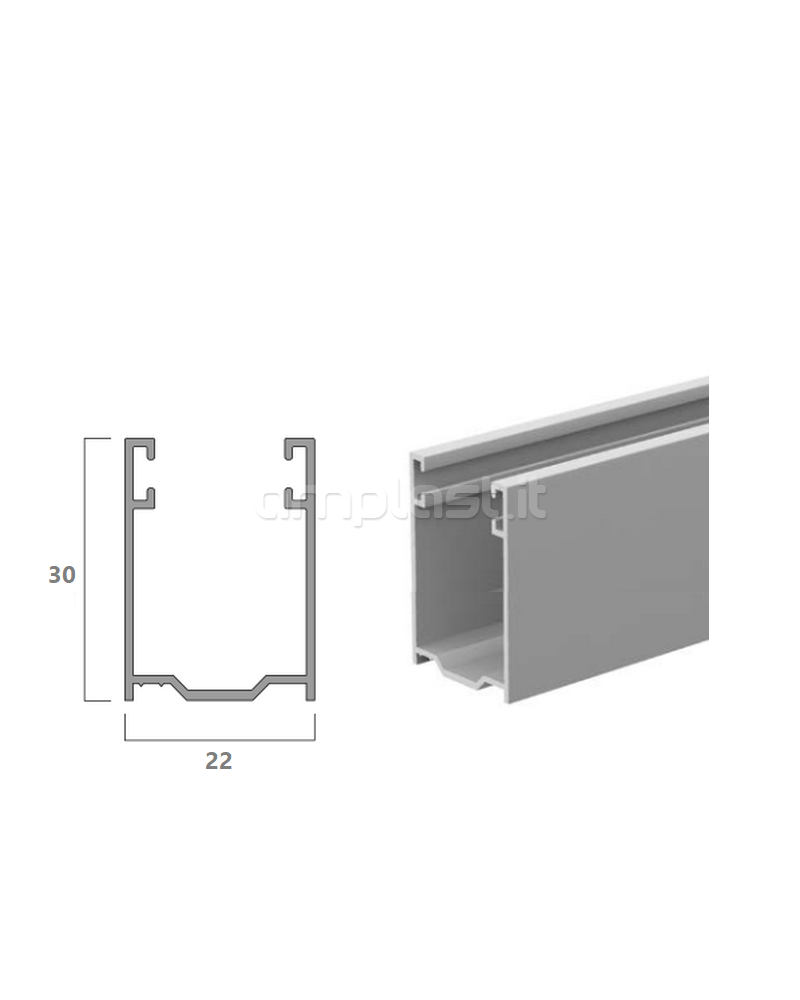 Guida in alluminio mm 30 x 22 per tapparelle