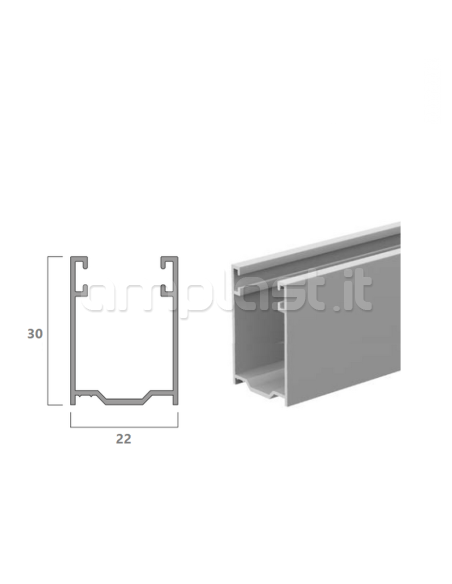 Guida in alluminio mm 30 x 22 per tapparelle
