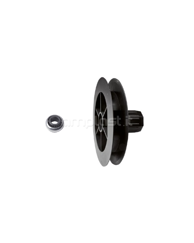 Puleggia in plastica diametro 12,5 con cuscinetto per rullo ottagonale diametro 40