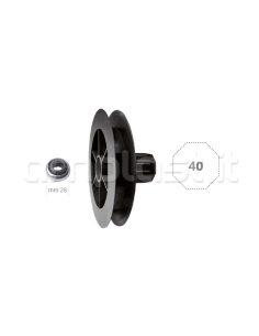 Puleggia in plastica diametro 12,5 con cuscinetto per rullo ottagonale diametro 40 2